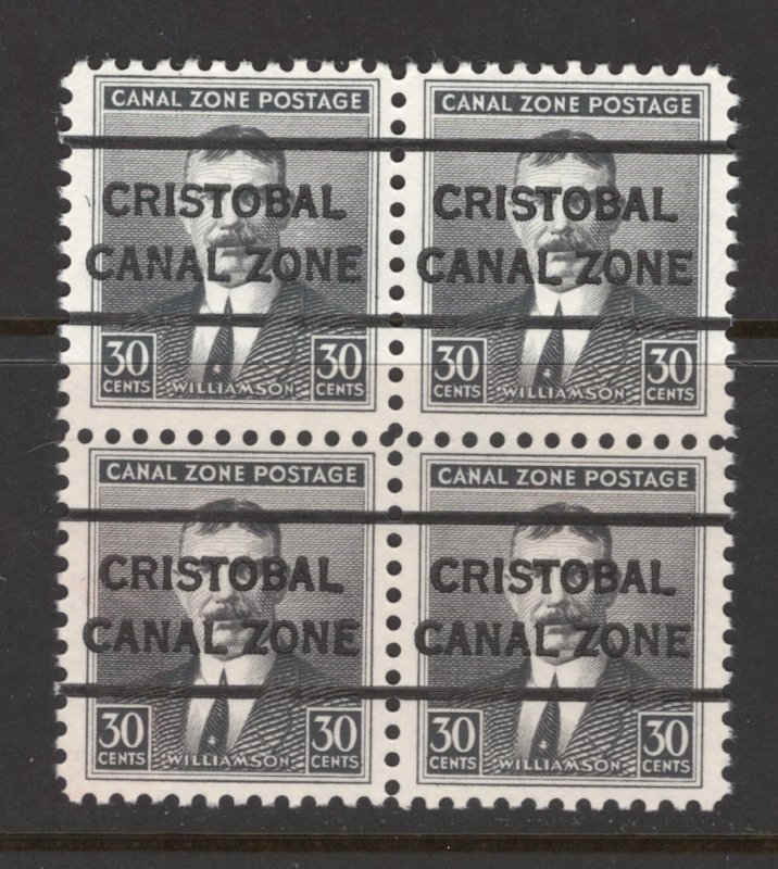 Canal Zone 1928 COL Williamson 30c Scott # 113 MNH Block of  4 Precancel