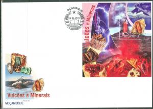 MOZAMBIQUE 2013 VOLCANOES AND MINERALS SOUVENIR SHEET FIRST DAY COVER