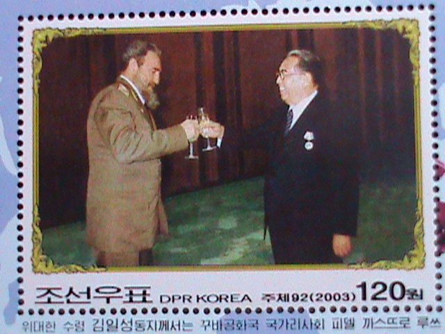 ​KOREA-2003 SC# 4296 FIDEL CASTRO-PRESENTED MEDAL TO KIM II SUNG: MNH S/S-VF