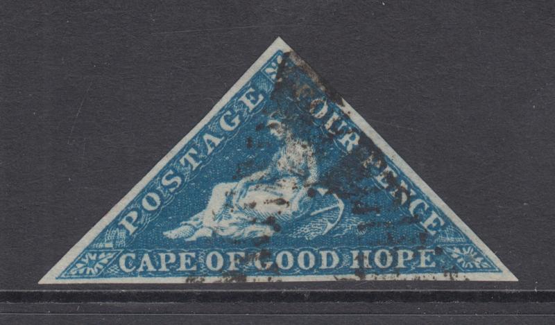 Cape of Good Hope Sc 2b, SG 2 used 1853 4p Hope Seated on blued paper, VF