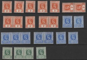 Cayman Is 1905 MCA 12x 1s orange sg12 fine fresh unmounted mint, ditto 9x 2½d