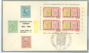 Uruguay  1966 4x6 pesos, stamp on stamp franking