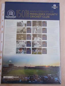 2014 150 Anniv of Middlesex County Cricket Club Limited Edition Smiler Sheet U/M