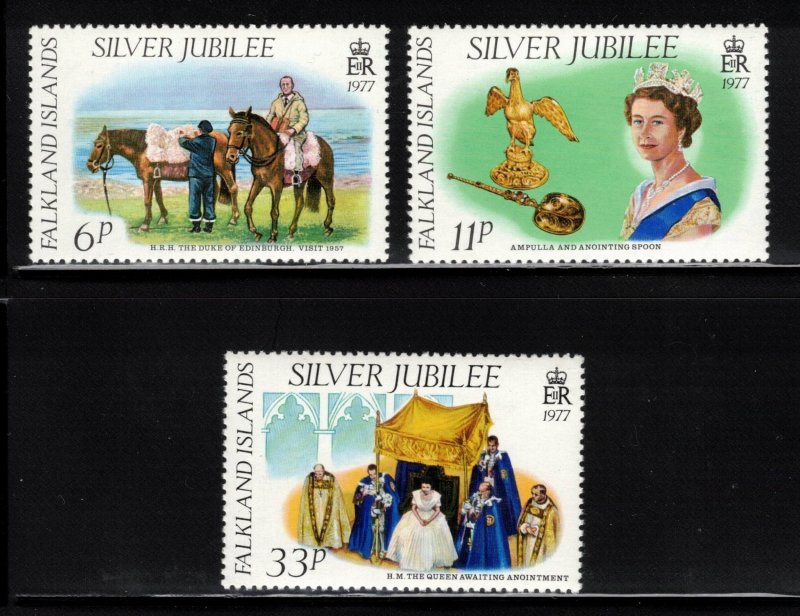 FALKLAND ISLANDS 1977 Silver Jubilee; Scott 254-56, SG 325-27; MNH