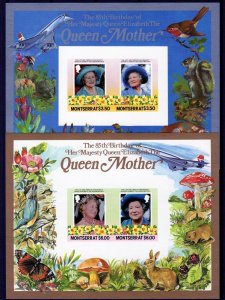 Montserrat 1986  Queen Mother/Concorde/Mushrooms SS(2) IMPERFORATED  Sc#563/564