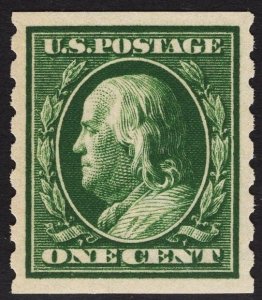 US #392 One Cent Green Franklin Coil MINT NH SCV $65