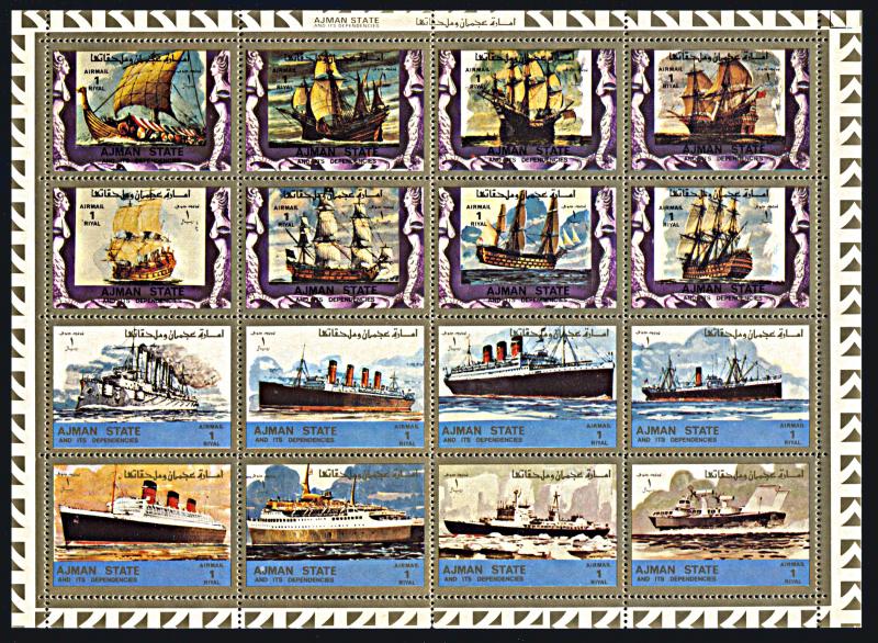 Ajman Michel 2861A-2876A, MNH, History of Ships miniature sheet