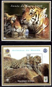 Niger 1006-07 MNH 1998 Tigers and Leopards (an4253)