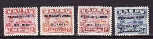 Nauru-Sc#31-4-Unused hinged KGV Silver Jubilee set-1935-Ships-