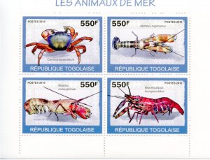 CLOSE OUT TOGO 2010 SEA ANIMALS SHEET & SOUVENIR SHEET MINT NH