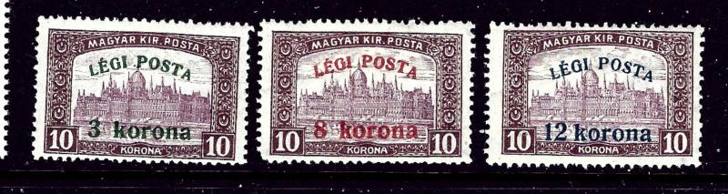 Hungary C3-5 MH 1920 overprint and surcharge