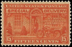 U.S. Scott # E16  1931 15c yel org  Messenger & Motorcycle  mint-nh- vf