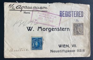 1922 Manila Philippines Registered cover To Vienna Austria Christmas Seal