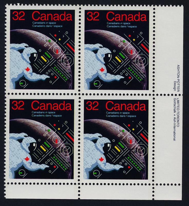 Canada 1046 BR Plate Block MNH Canadians in Space