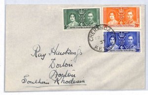 KENYA KUT FDC 1937 CORONATION Cherangany S. Rhodesia{samwells-covers}YR113