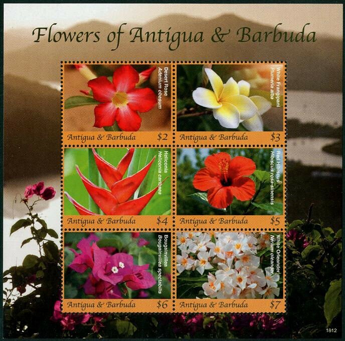 HERRICKSTAMP NEW ISSUES ANTIGUA Sc.# 3413 National Flowers Sheetlet