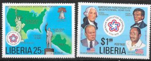 LIBERIA SG1297/8 1976 USA BICENTENNIAL SET MNH