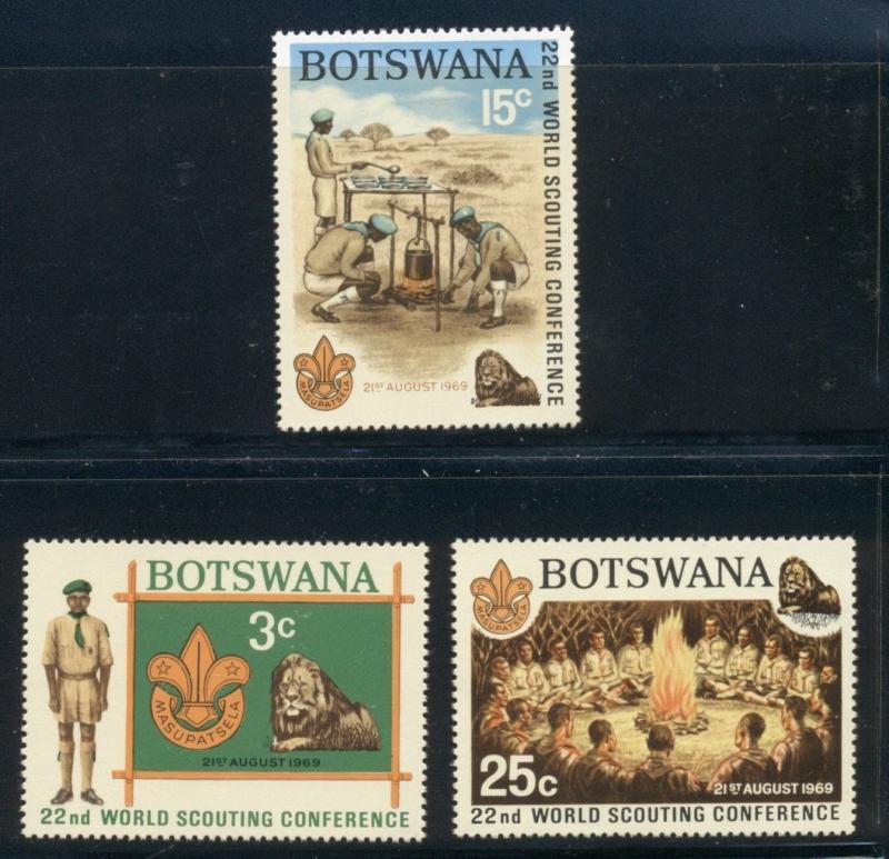 Botswana Scott #51-53 MNH World Scouting Conference CV$2+