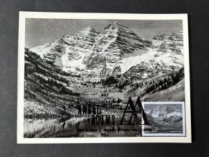 Ansel Adams 2024 FDC Maxicard Maximum Postcard Maroon Bells Aspen Colorado 1951