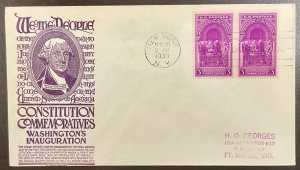 854 Anderson purple cachet Washington Inaugural FDC 1939