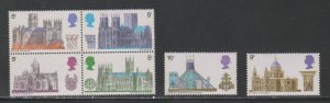 Great Britain # 589-594,  British Cathedrals, Mint NH, 1/2 Cat.