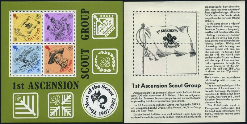 Ascension 301-304 gutter,304a,MNH.Mi 306-309,Bl.13. Scouts 1982.Baden-Powell.