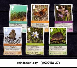 ALDERNEY - 2016 LONGIS NATURE RESERVE / BIRDS FLOWER ANIMALS - 6V MINT NH