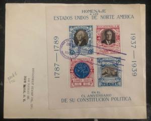1938 Guatemala Souvenir First Day Cover FDC To New York USA Constitution homage