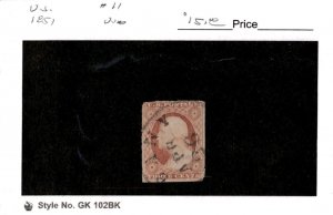 United States Postage Stamp, #11 Used, 1855 Washington (AB)