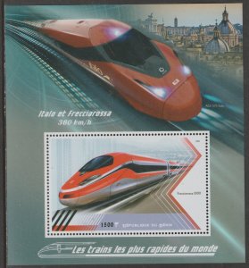 HIGH SPEED TRAINS - ITALO ET FRECIAROSSA  perf m/sheet containing one value mnh