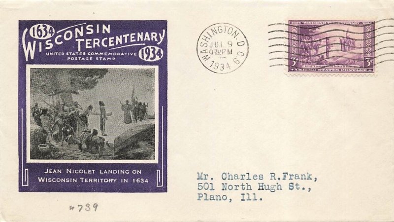 739 3c WISCONSIN - Ioor cachet - Purple - DC