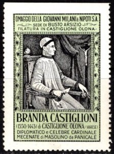 Vintage Italy Poster Stamp Branda Castiglioni (1350-1443) Of Castiglione Olona