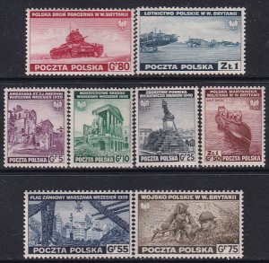 Poland 1941 Sc 3K1-8 Exile Government in Great Britain World War 2 Stamp MNH