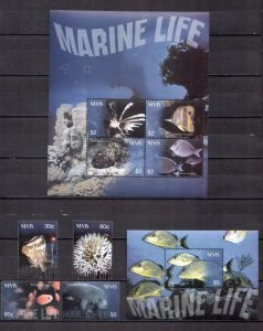 2003	Nevis	marine life fish set+klb+s/s MNH	239