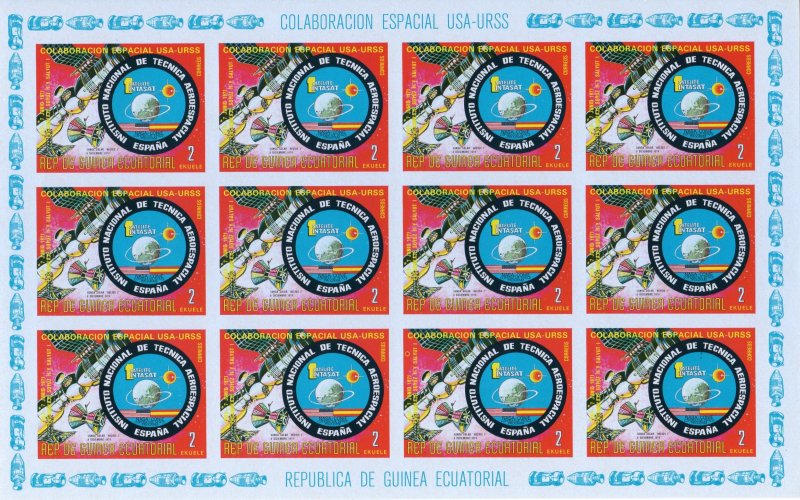 Equatorial Guinea 1975 OVNI-APOLLO 11-GAGARIN-MOON-SPACE 11 Sheetlets IMPERF.MNH