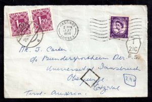 GB QEII 1958 Postal History Cover with Austria Postage Dues WS18666