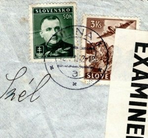 SLOVAKIA WW2 Cover UNDERCOVER ADDRESS *PO BOX 506* Lisbon 1942 Censor MC322