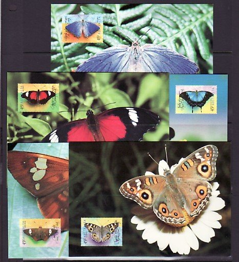 Australia, Scott cat. 1690-1694. Agency 6 Butterfly, Agency Post Cards.