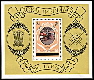 Caicos Islands 11, MNH, Charles and Diana Royal Wedding souvenir sheet