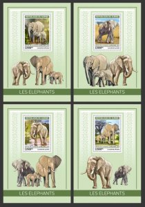 GUINEA - 2019 - Elephants - Perf Souv Sheet - Mint Never Hinged