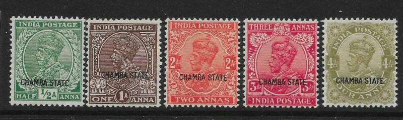 INDIA-CHAMBA SG76/81(excl 79) 1935-6 DEFINITIVE SET MTD MINT