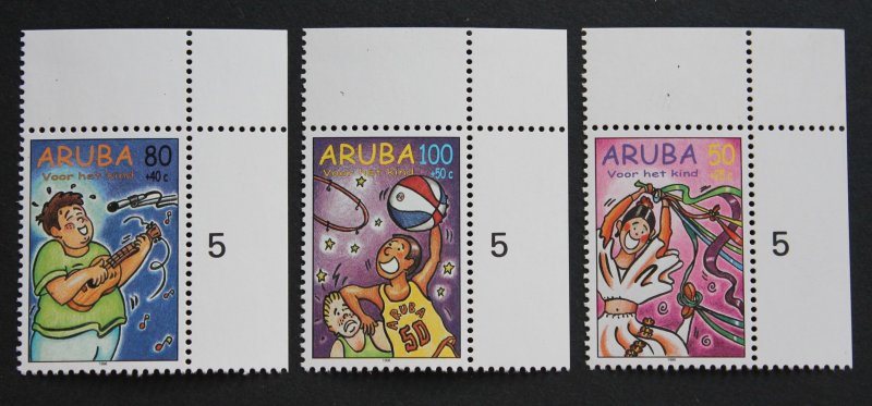 Aruba B53-5 MNH Plate # Singles Child Welfare, Dance, Music, Basketball 1998