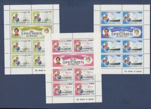 ST VINCENT & ST VIN GRENADINES - six S/S SPECIMEN o/p - Charles Diana Wedding 