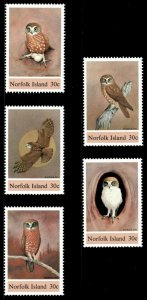 Norfolk Island 1984 - Boobook Owl - Set of 5 stamps - Scott 343a-e - MNH