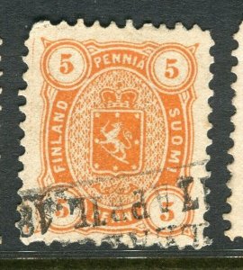 FINLAND; 1875-81 classic Helsingfors print issue fine used Shade of 5p. Postmark