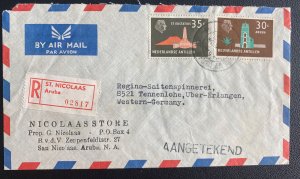 1939 St Nicolas Aruba Airmail Registered Cover To Erlangen Germany