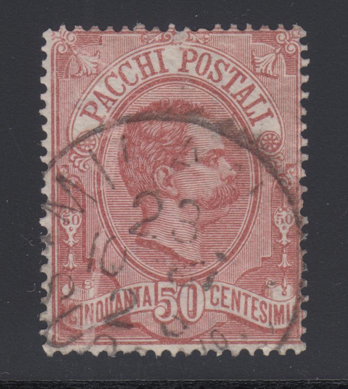 Italy Sc Q3 used 1884 50c claret King Humbert I Parcel Post, VF for issue