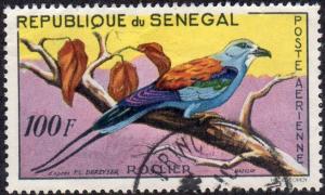 Senegal C27 - Used - 100fr Abyssinian Roller (1960) (cv $1.15)