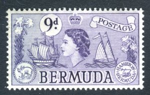 Bermuda 1953 QEII. 9d violet. MH. SG143b.