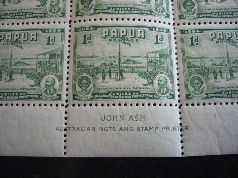 Stamps - Papua - Scott# 110 - Mint Never Hinged Inscription Block of 10 Stamps